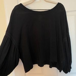 FREE PEOPLE black balloon-sleeve top